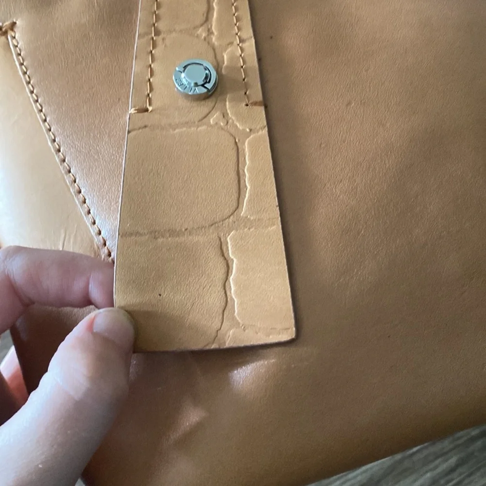 New with tags inside Leather Velez Columbia satchel w/crossbody strap Camel